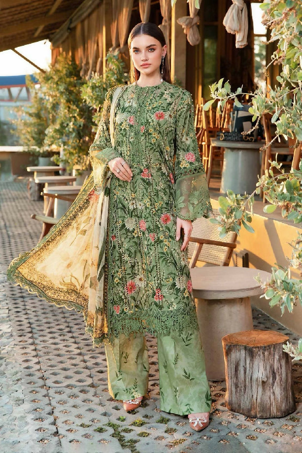 Unstitched Embroidered Dhanak Three Piece