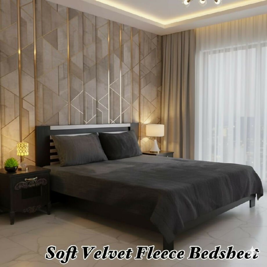 Soft velvet fleece bedsheet kingsize