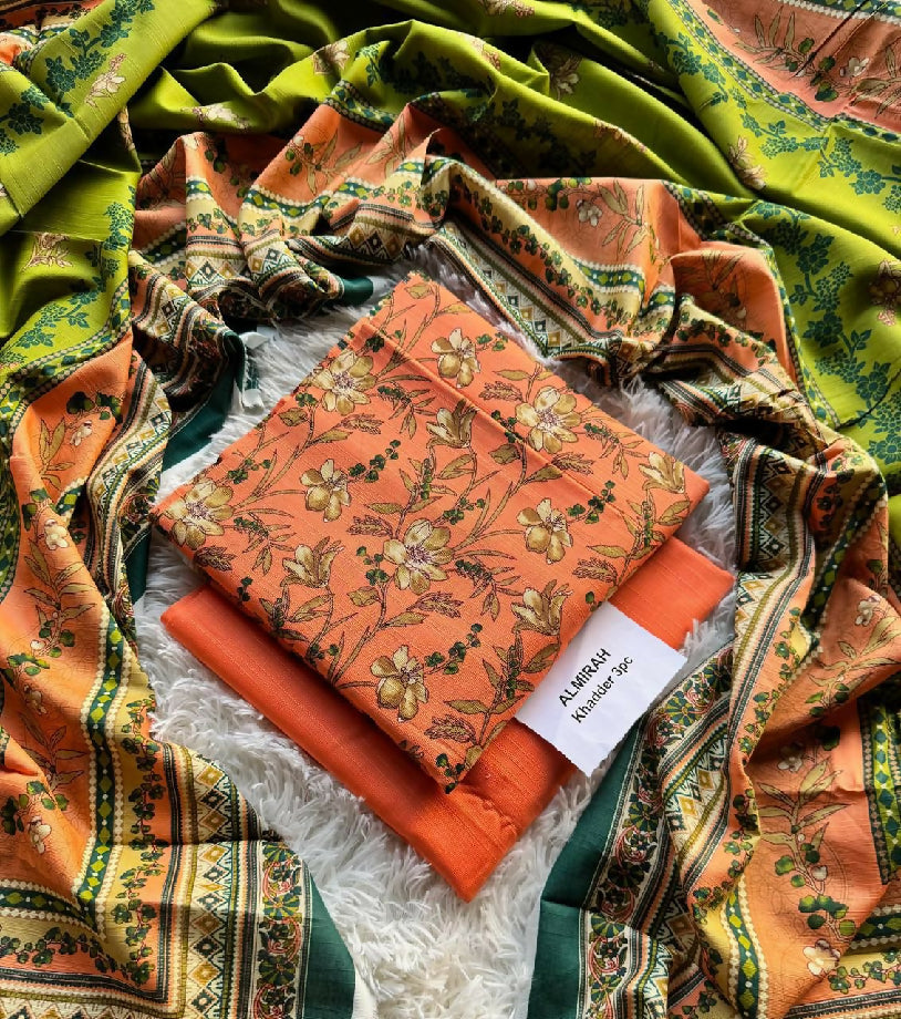 Unstitched Khaddar Three Piece