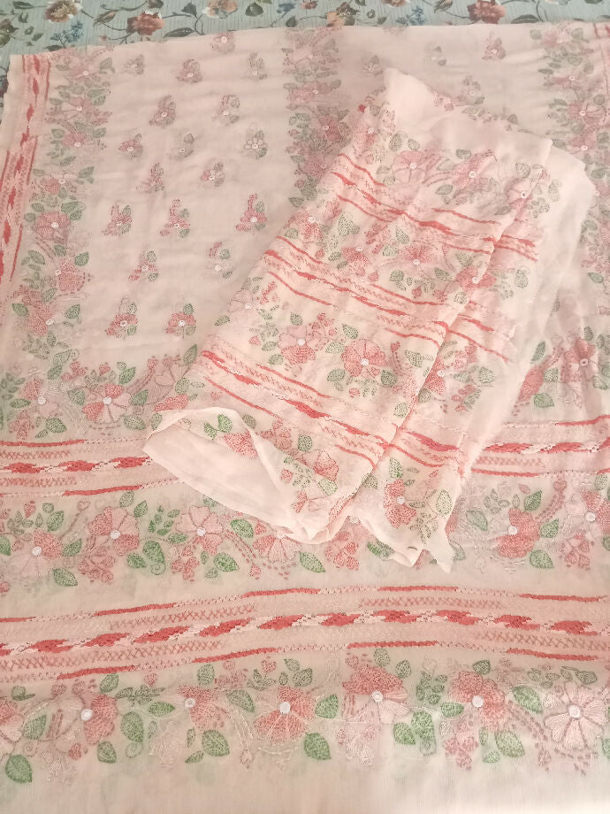 2piece bamber shafoon suit kacha kaam with tarkashi