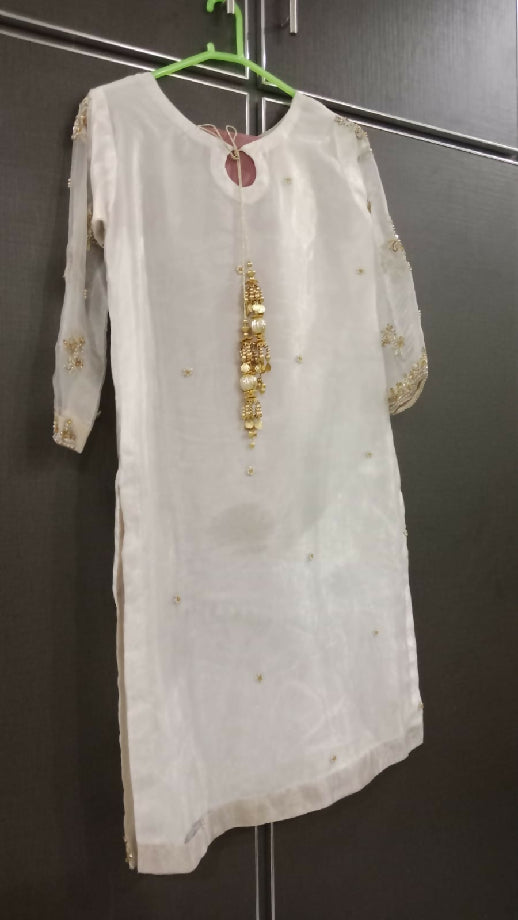 Preloved White color simple work shirt with trouser