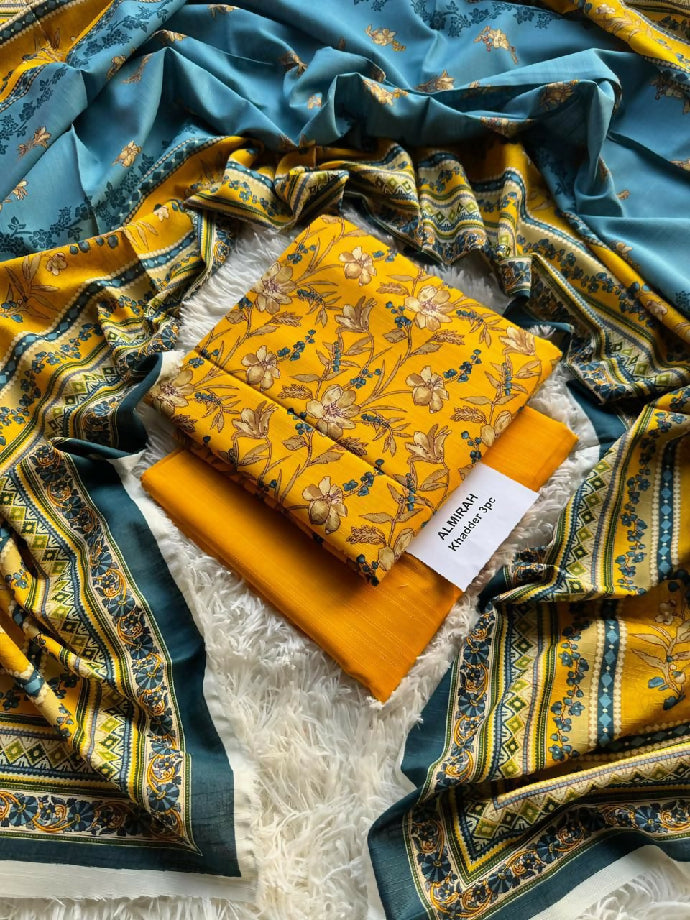 Unstitched Khaddar Three Piece