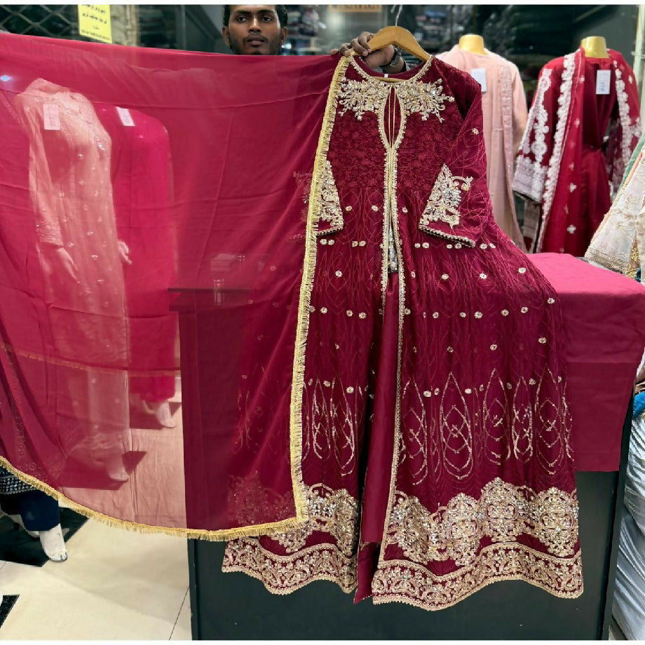 Heavy Embroidered Chiffon Maxi – 3 Piece Stitched