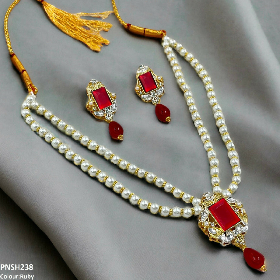 Rectangle pearldrop necklaces