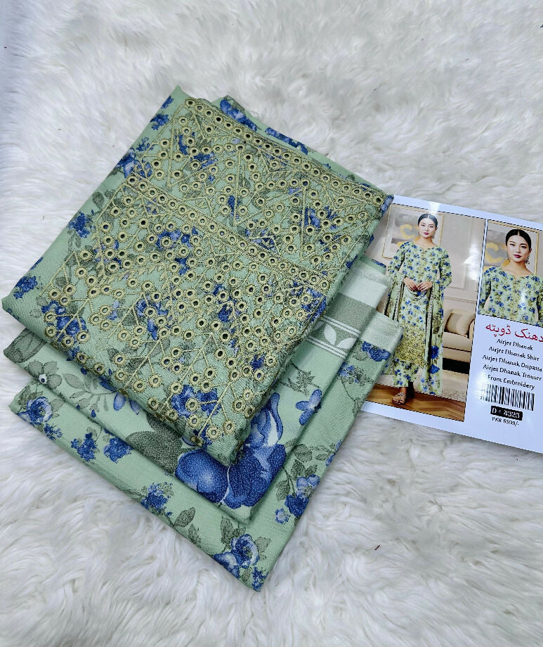 Unstitched Dhanak Embroidered Three Piece