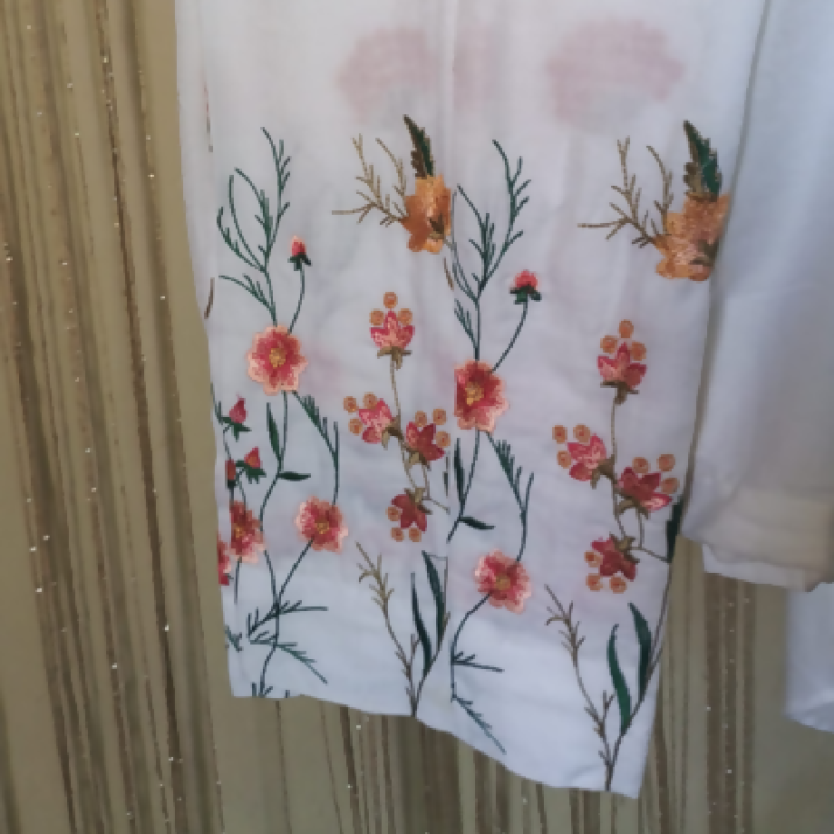 White Patterned Embroidered 2-Piece Trouser Suit