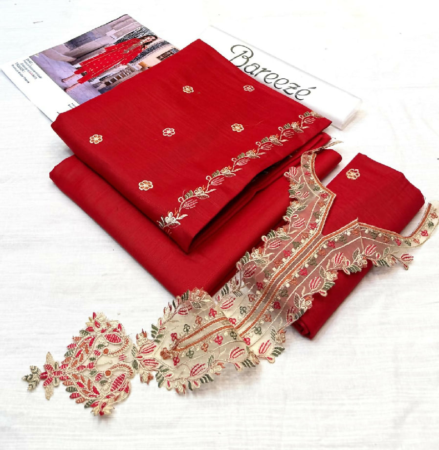 Bareeza 100% pure 2pc embroidered khaddar fency stuff