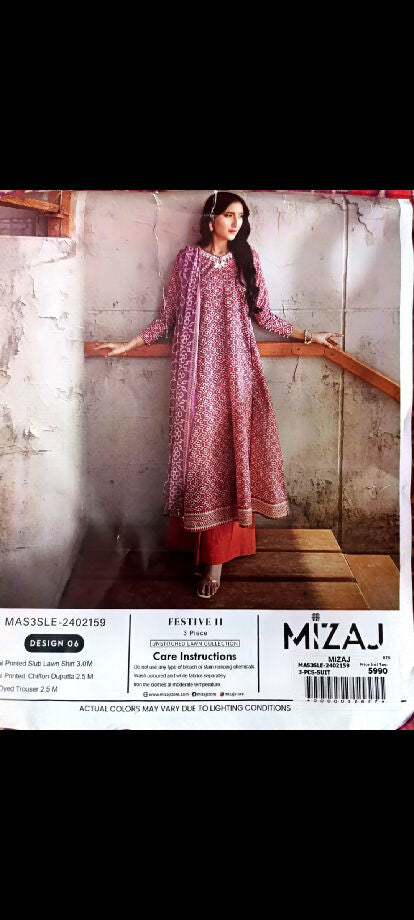 Mizaj embroidered slub lawn
