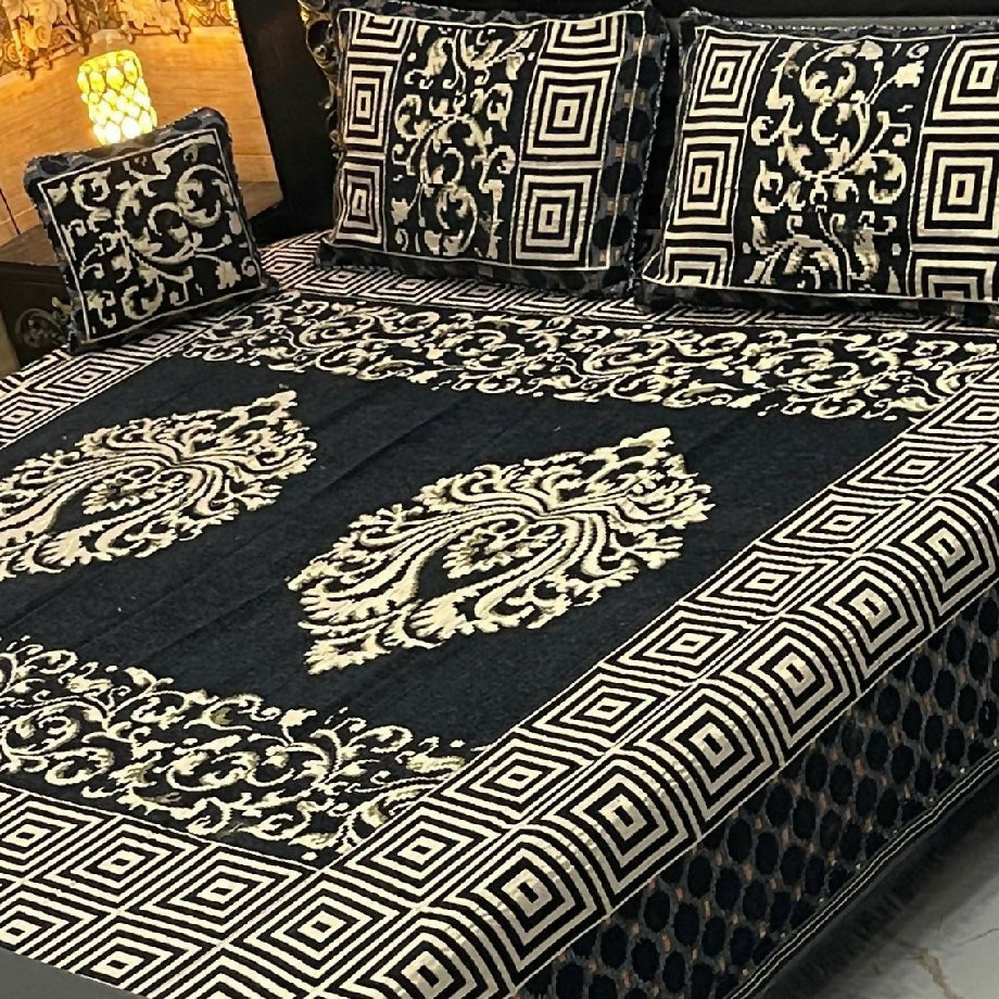 4pc velvet jaquard bedsheet