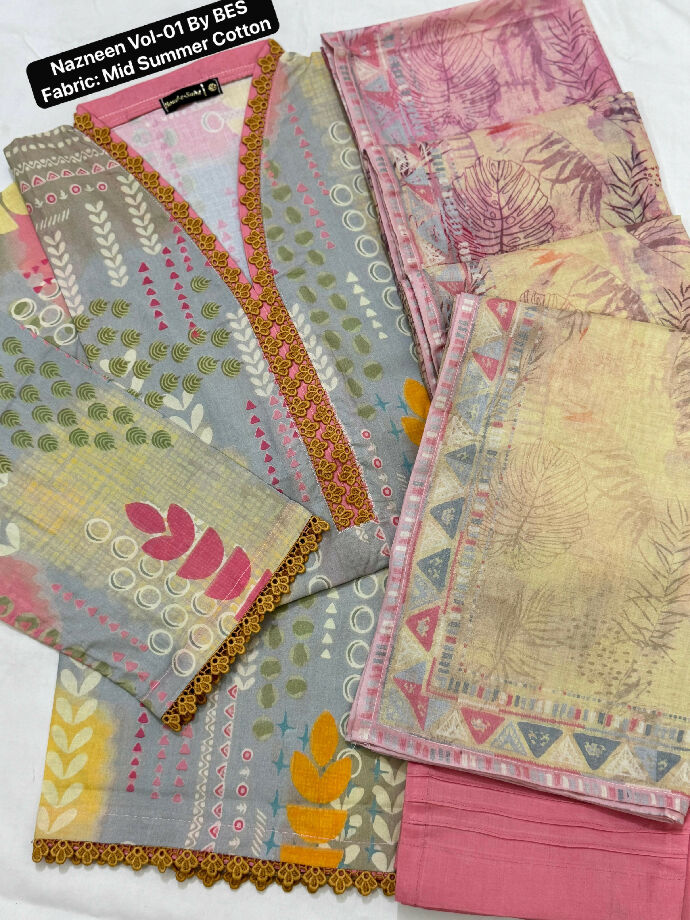*Baad e Saba 3Pc Stitched Cotton collection_*
