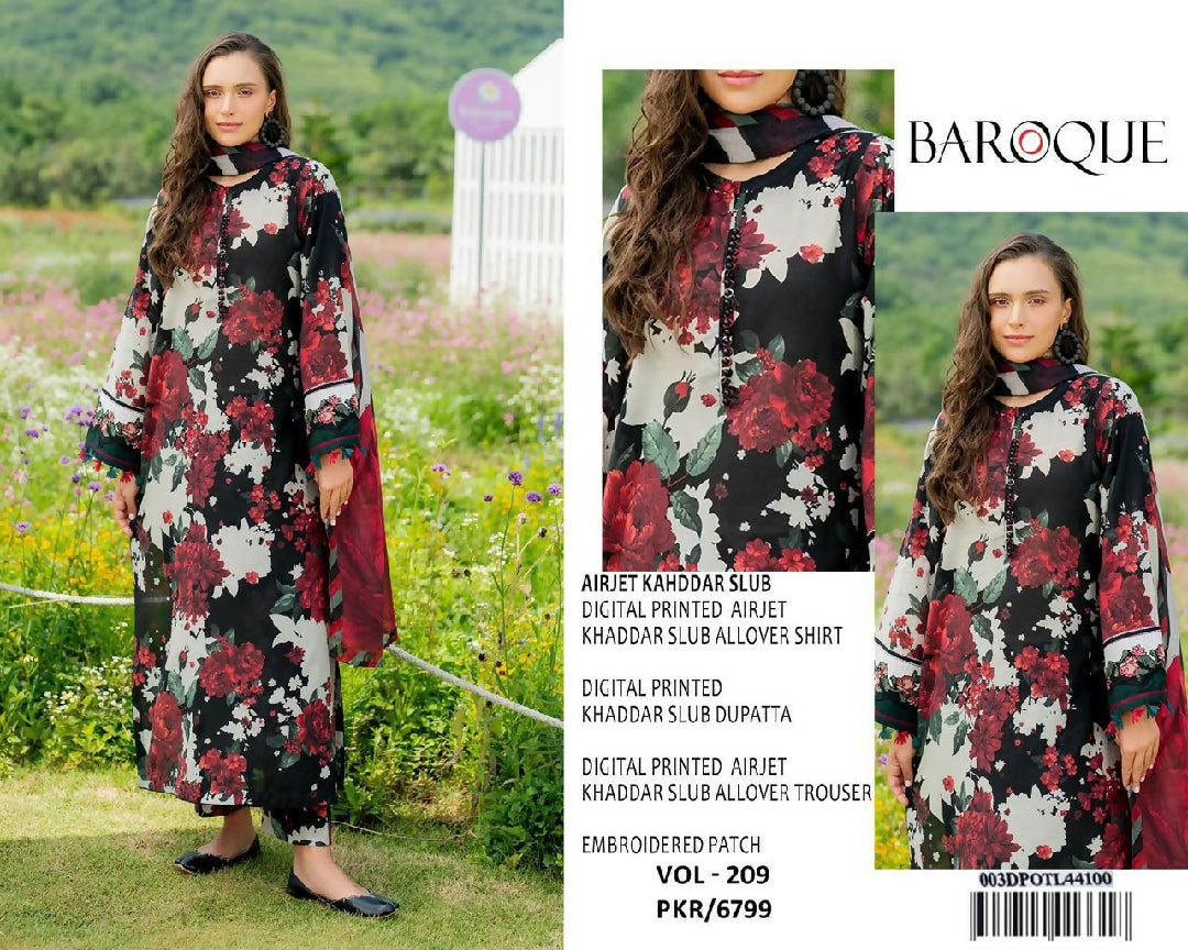 LUXURY DIGITAL PRINT SLUB KHADDAR AIRJET PATCHES VOLUME