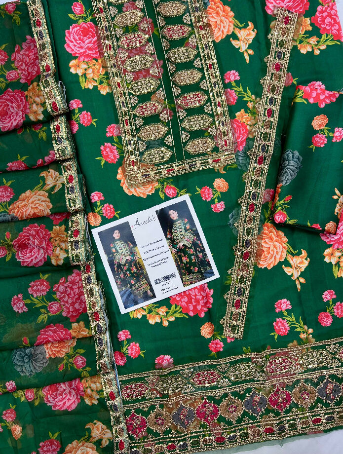 *ANEELA’s PURE SILK WITH 4 side Lace SILK DUPATTA*