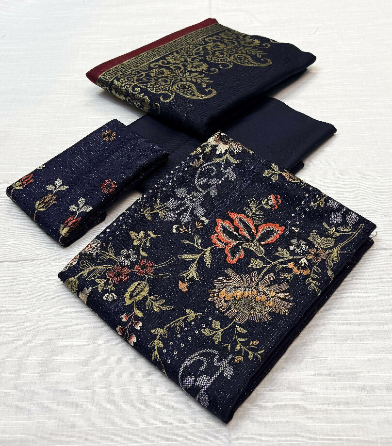 fancy dhanak embroidered