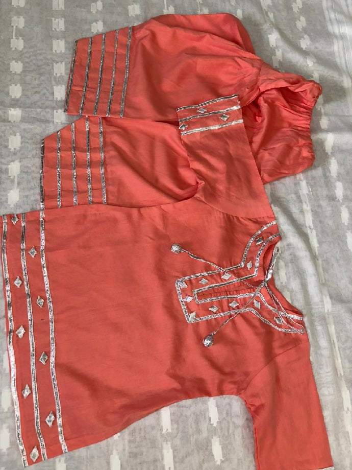 Peach Colour Gota Kinari Shirt With Farshi shalwar