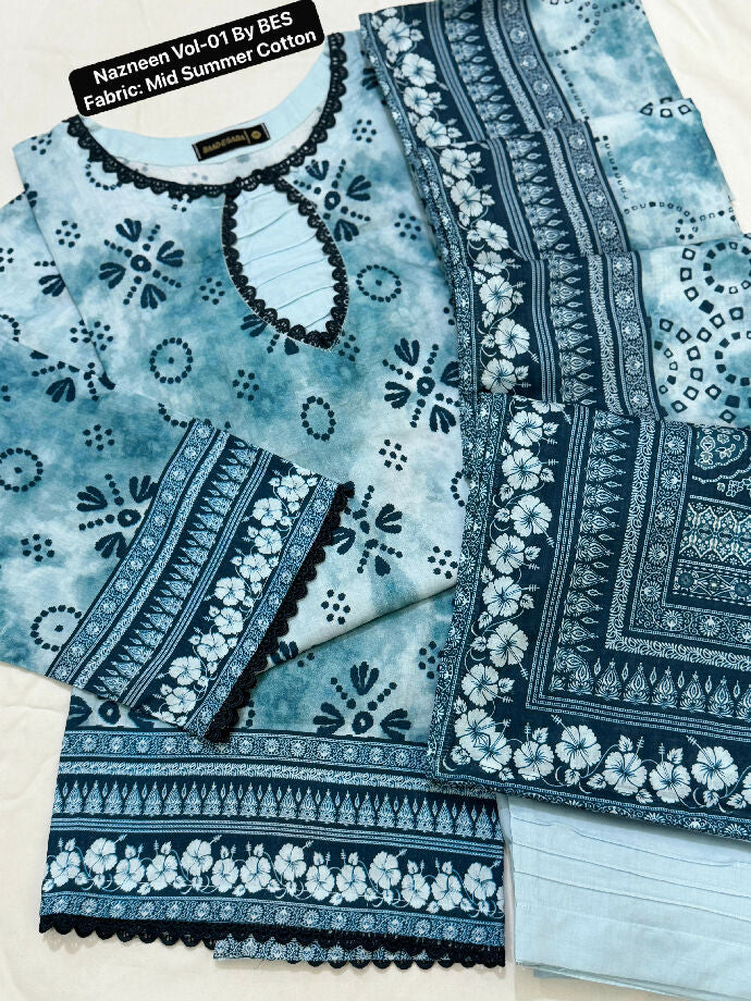 *Baad e Saba 3Pc Stitched Cotton collection_*