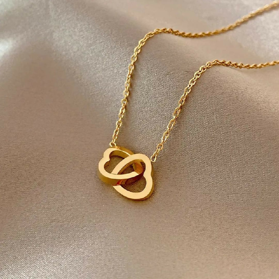 Double heart locket chain