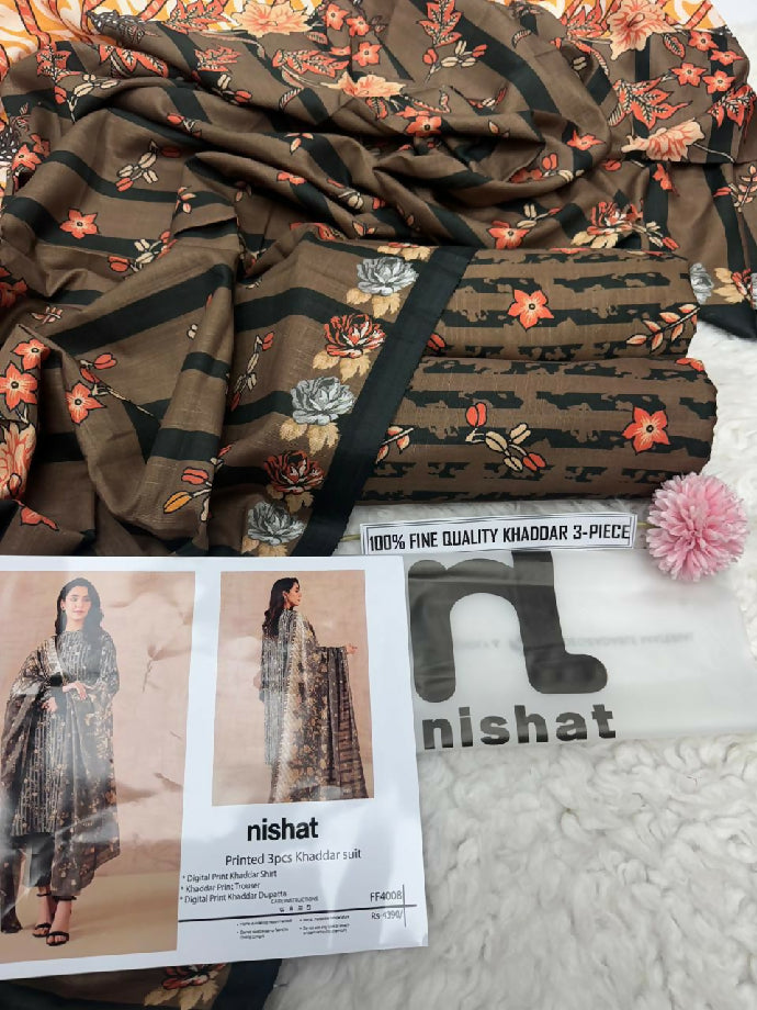 Nishat printed khaddar 3piece suit