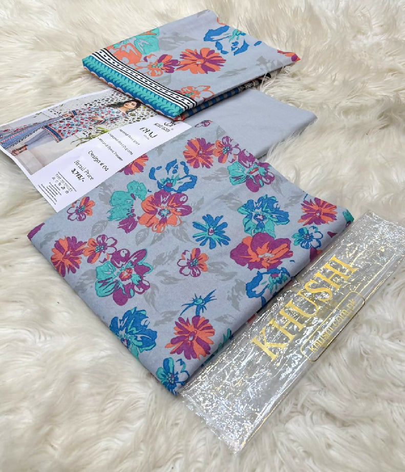 Khushi by eraj karandi 3piece printed suit