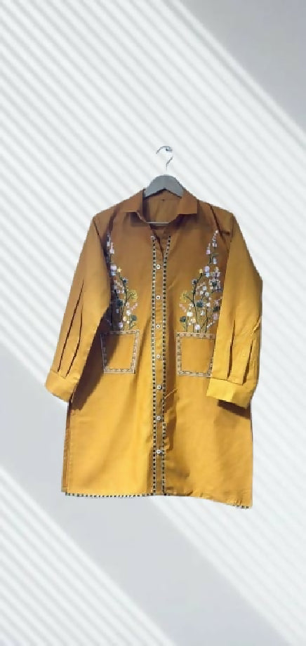 Stitched Embroidered Winter Cotton Top for Women