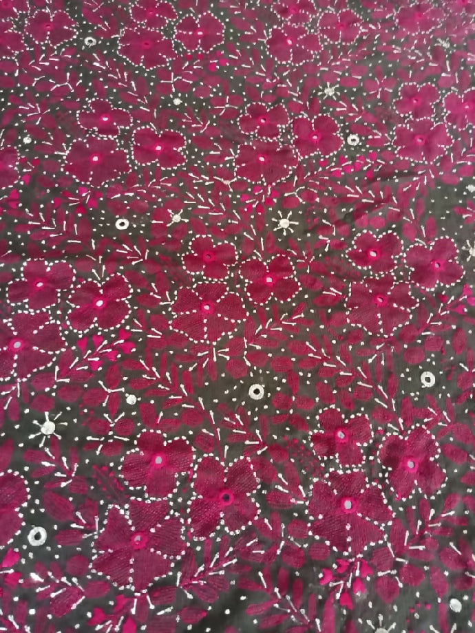 2piece bamber shafoon suit Shirt & dupatta Heavy mukash work with kacha kaam