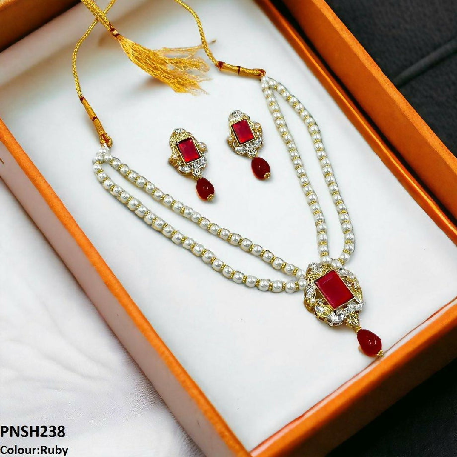 Rectangle pearldrop necklaces