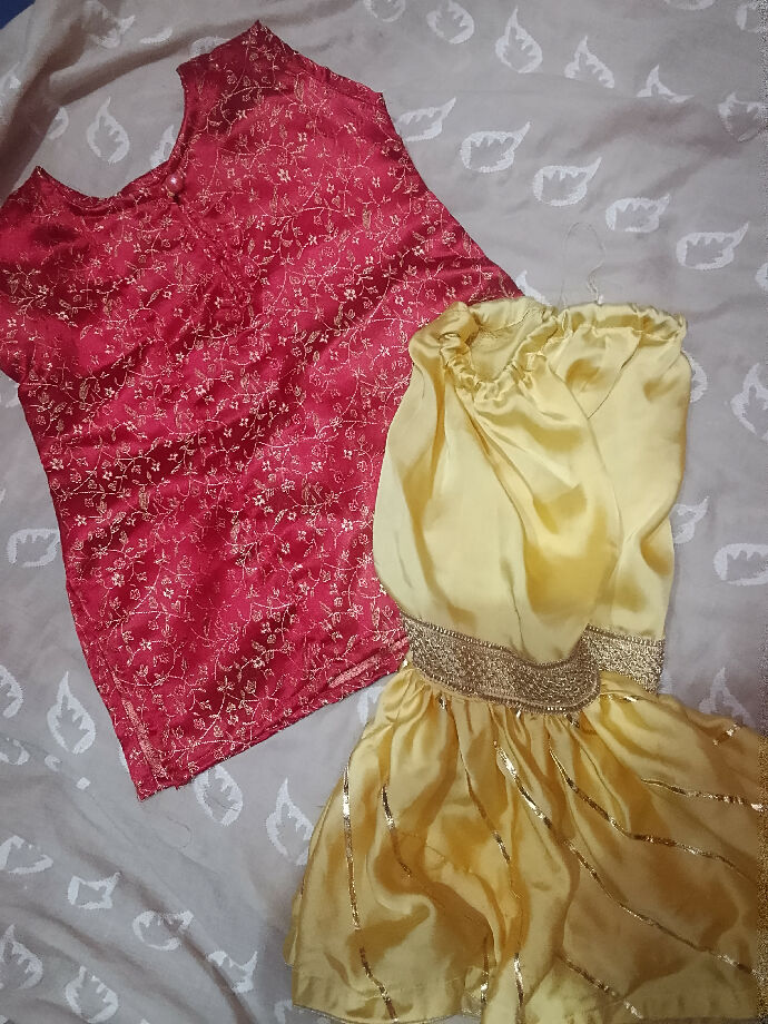 Silk kurta with silk ghrara