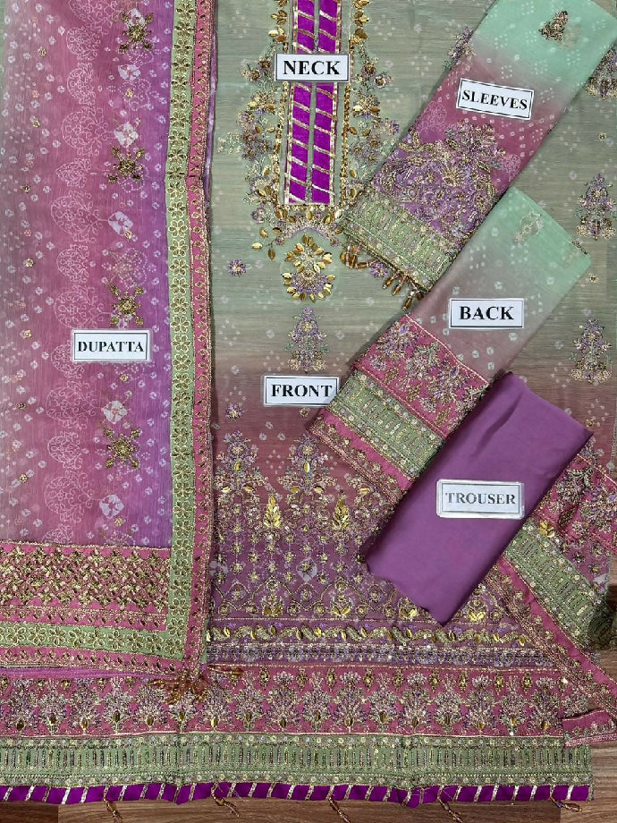 Chiffon sequence and adda work suit