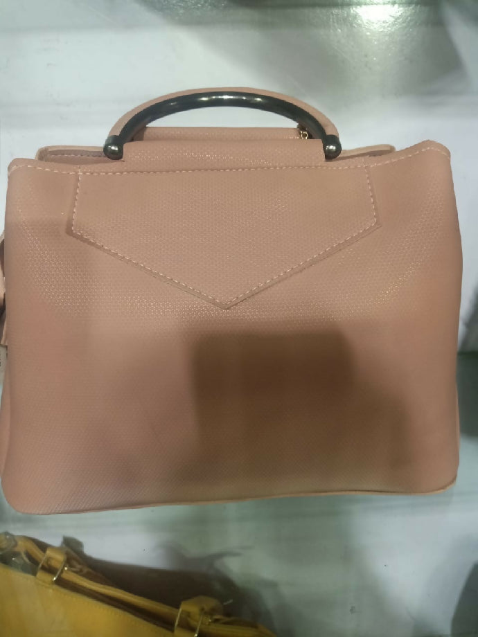 Peach Pink Color leather bag for Ladies