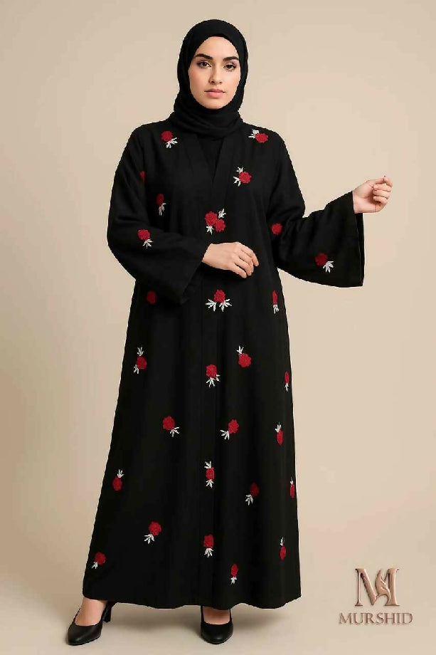 Nida Flower Karai Abaya (Front Open)