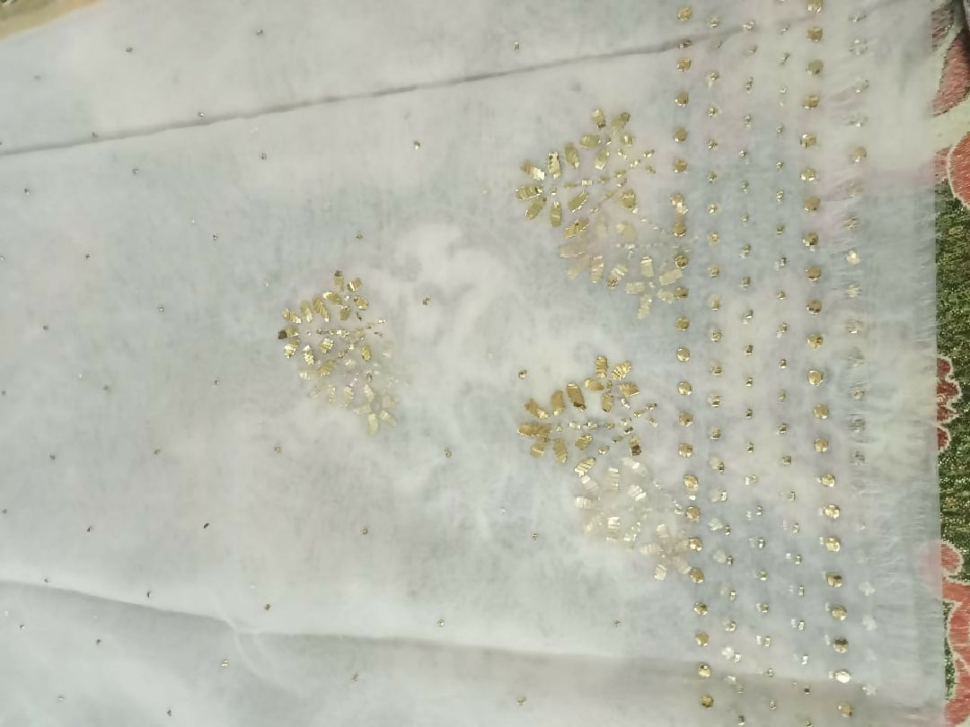 2piece suit organza fabric Shirt & dupatta Mukash