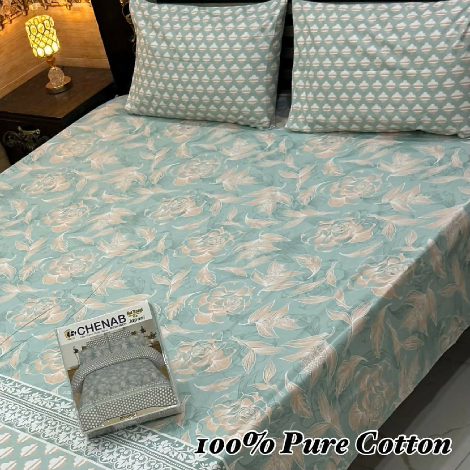 3 pc pure cotton Bedsheet king size