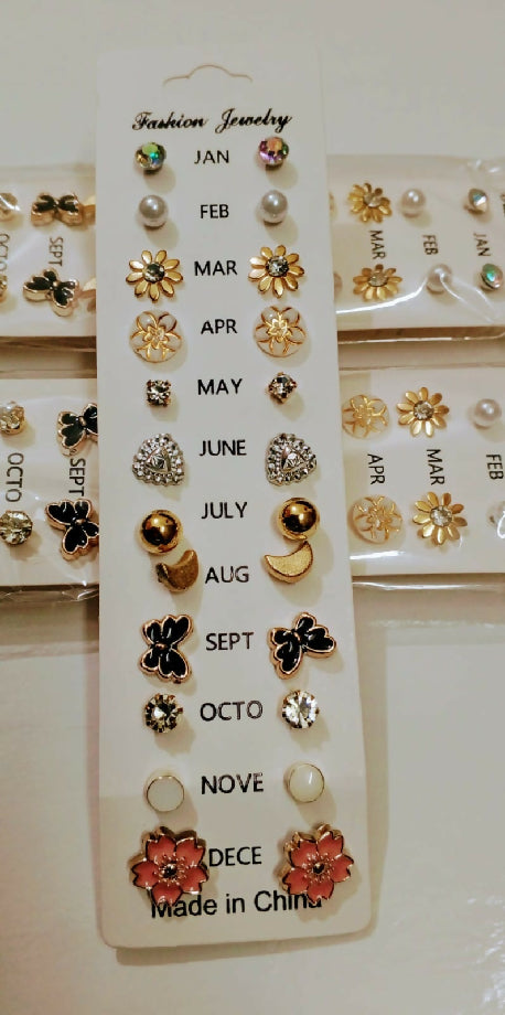 Ear studs card 12 pairs in each card
