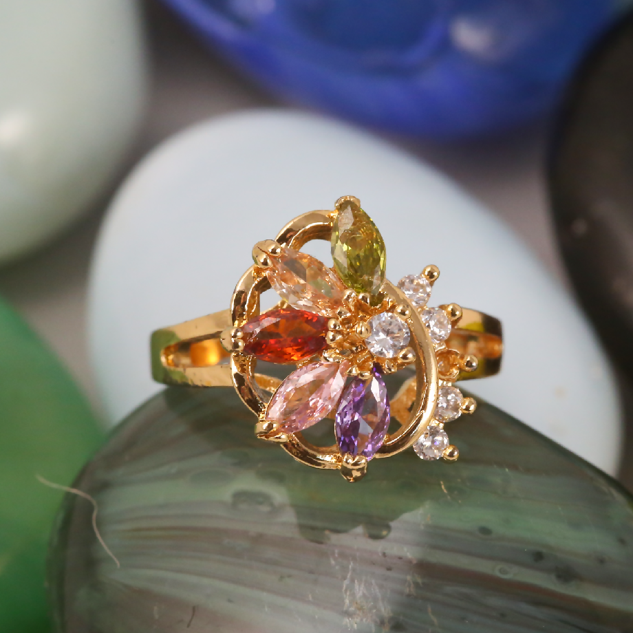 Red Floral Stone Ring