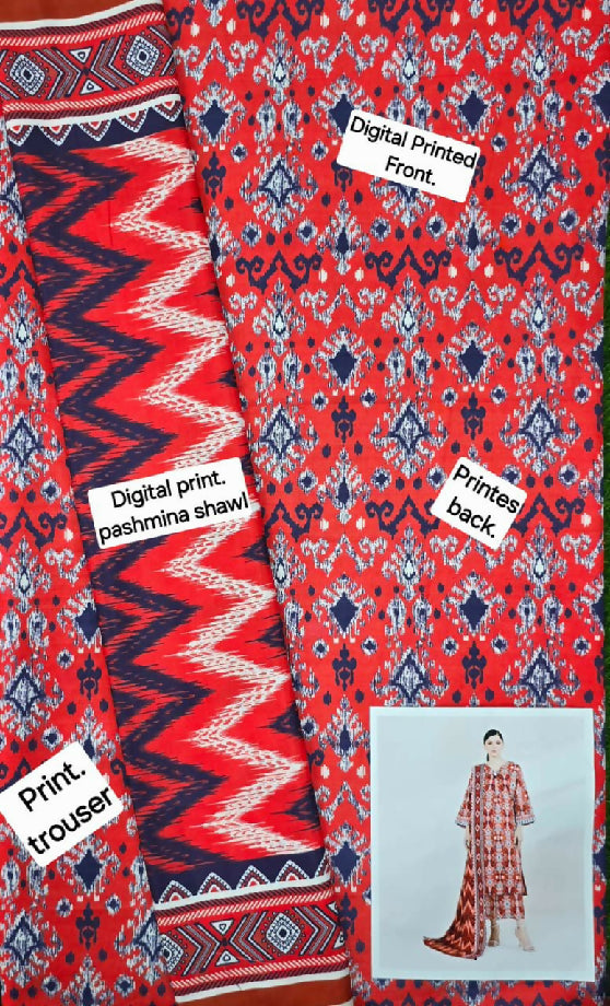 Printed dhanak 3 piece