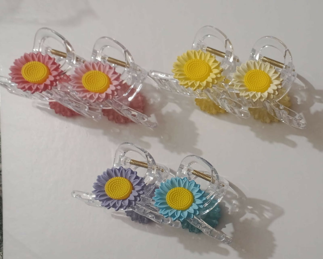 Sunflower hair catcher Crystal shine, strong grip,big size