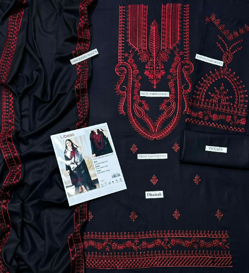 Winter premium embroidered dhanak 3pcs suit