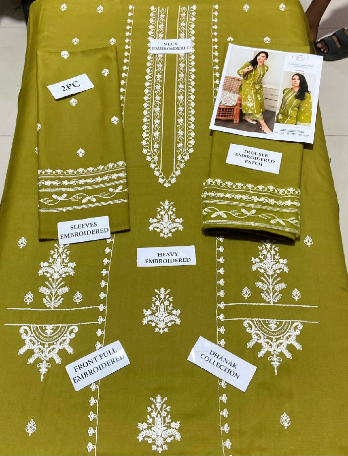 Winter most wanted embroidered premium quality dhanak stuff 2pc suit