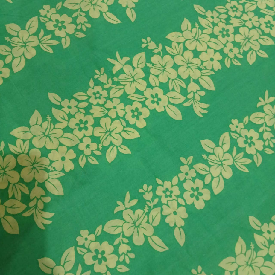 Emerald Green Tropical Floral Print Cotton Fabric for Frock or Casual Wear (Imported)