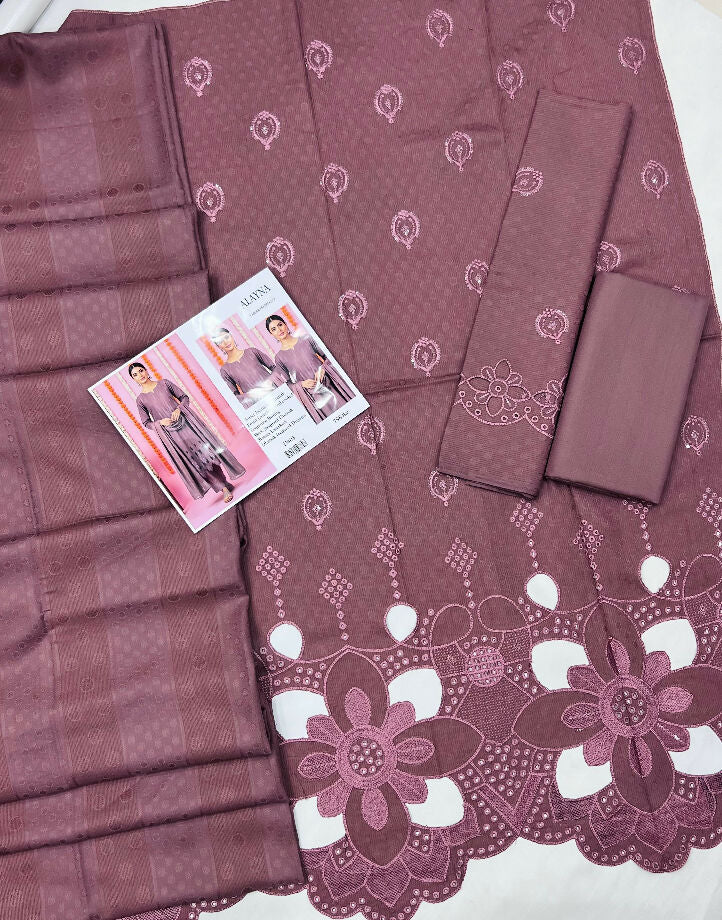 Luxury Embroidered JACQUARD DHANAK WITH JACQUARD DHANAK SHAWL