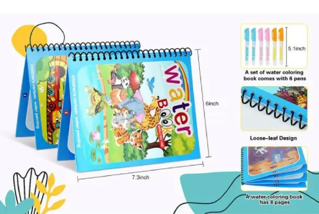 Reusable Magic water quick dry book with magic pen painting water colourings book