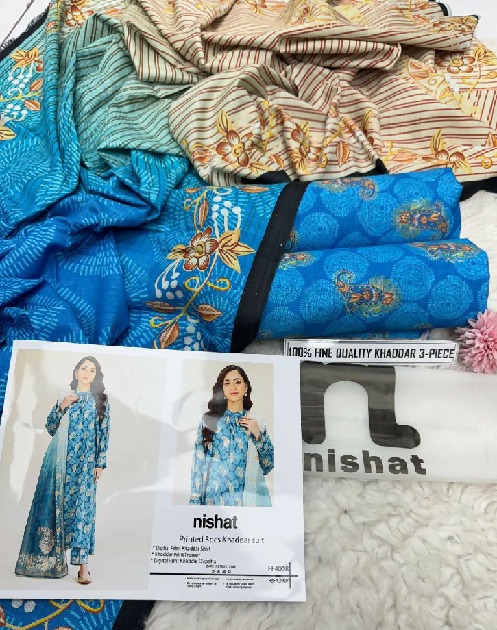 Nishat printed khaddar 3piece suit