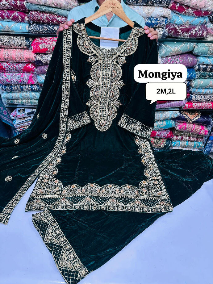 Velvet Embroidered 3 Piece Suit – New Arrival