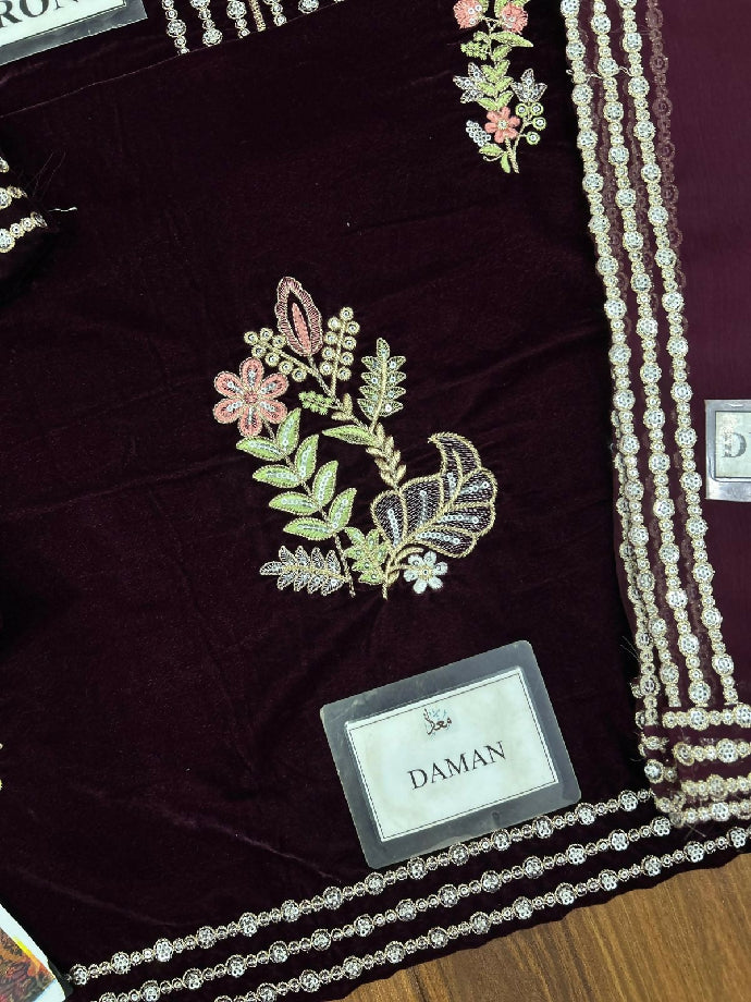 Velvet with chaffion dupatta