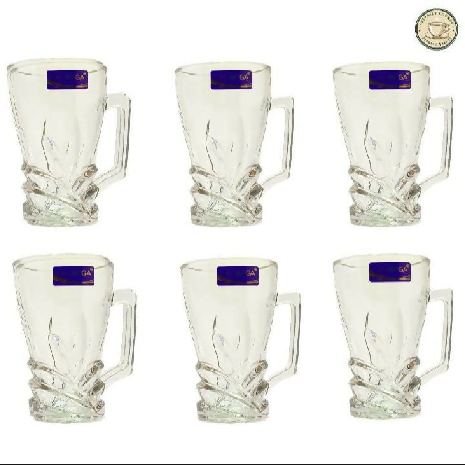 Delisoga 270ml Mini Glass Mugs Set 6‑Pcs (Plain & Textured) - Used for Tea, Coffee, Juice