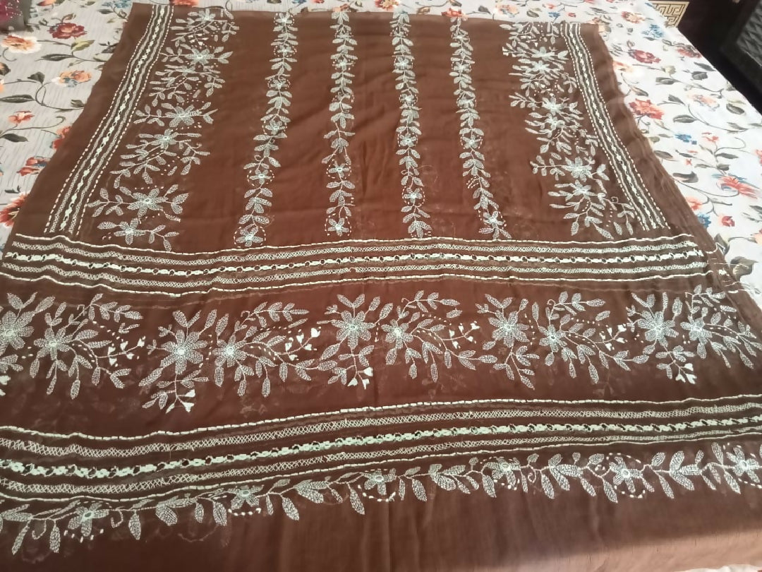 2piece bamber shafoon suit Tarkashi with kacha kaam and mirror work