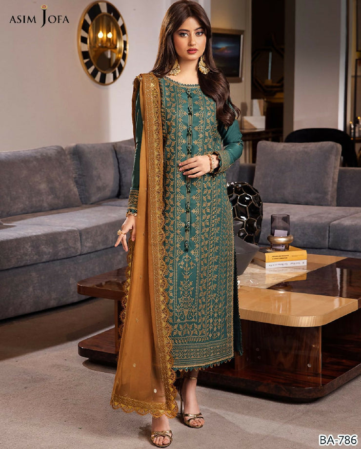 DHANAK EMB 3PC With BAMBAR EMBROIDERED DUPATTA