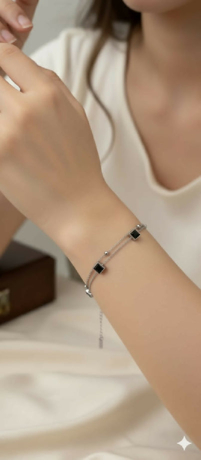 Double chain stone bracelet