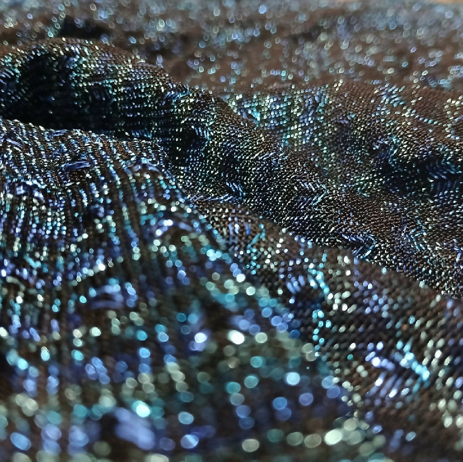 Blue Iridescent Chevron Knit Fabric (Imported Fancy Shirt or Kurta Material)