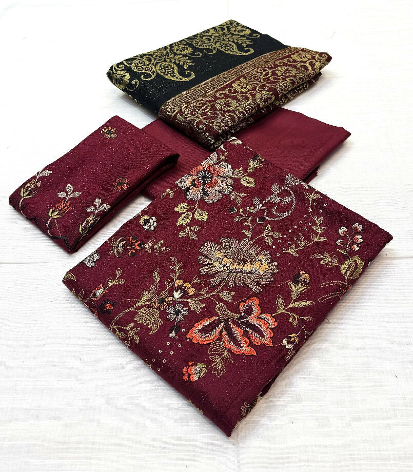 fancy dhanak embroidered