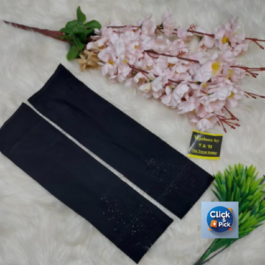 Black Stretchable Arm Sleeves for Women – Elegant & Comfortable Full Arm Cover for Abaya, Hijab & Daily Wear